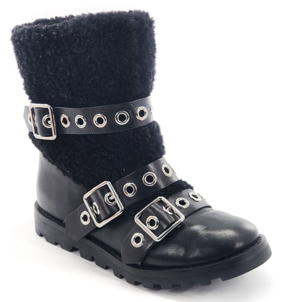 MARC BY MARC JACOBS Frost Shearling Leather Pull On Boots Black‎